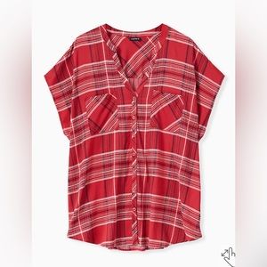 CHALLIS BUTTON-FRONT DOLMAN SLEEVE TOP